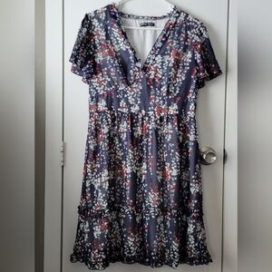 Shein Navy Blue Floral Dress